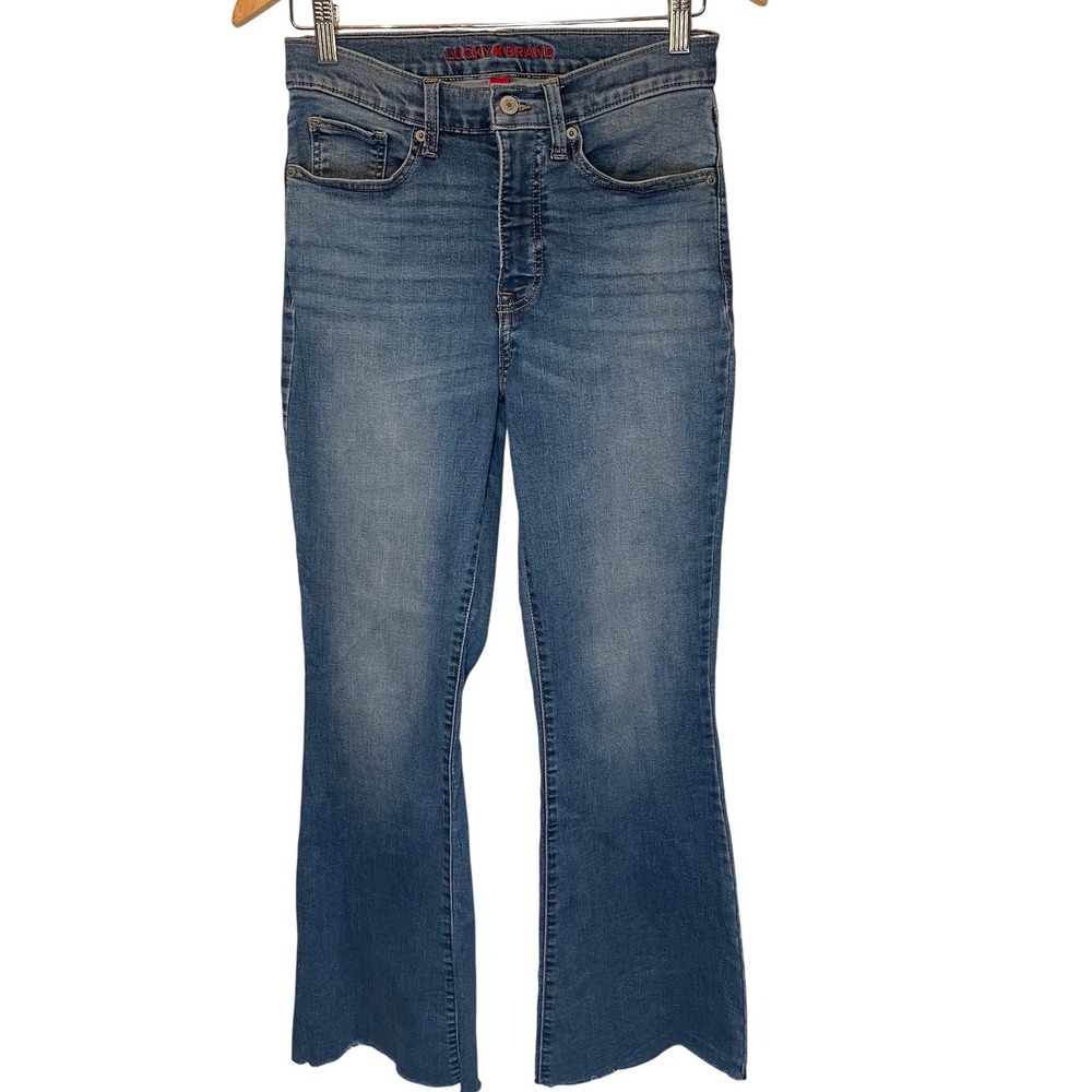 Lucky‎ Brand Womens Jeans Size 6 28 Stevie Flare Leg Cropped Raw Hem High Rise